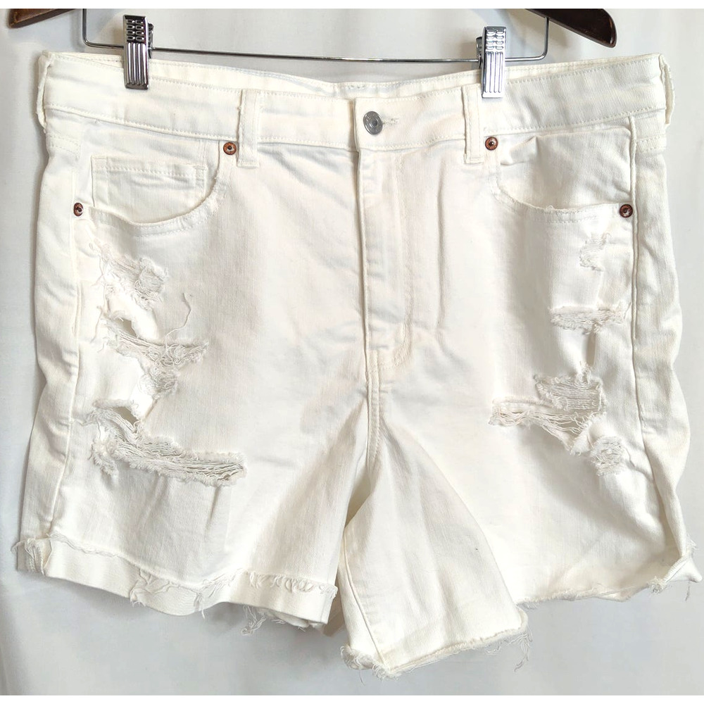 American Eagle Outfitters White Distressed Denim Jean Shorts